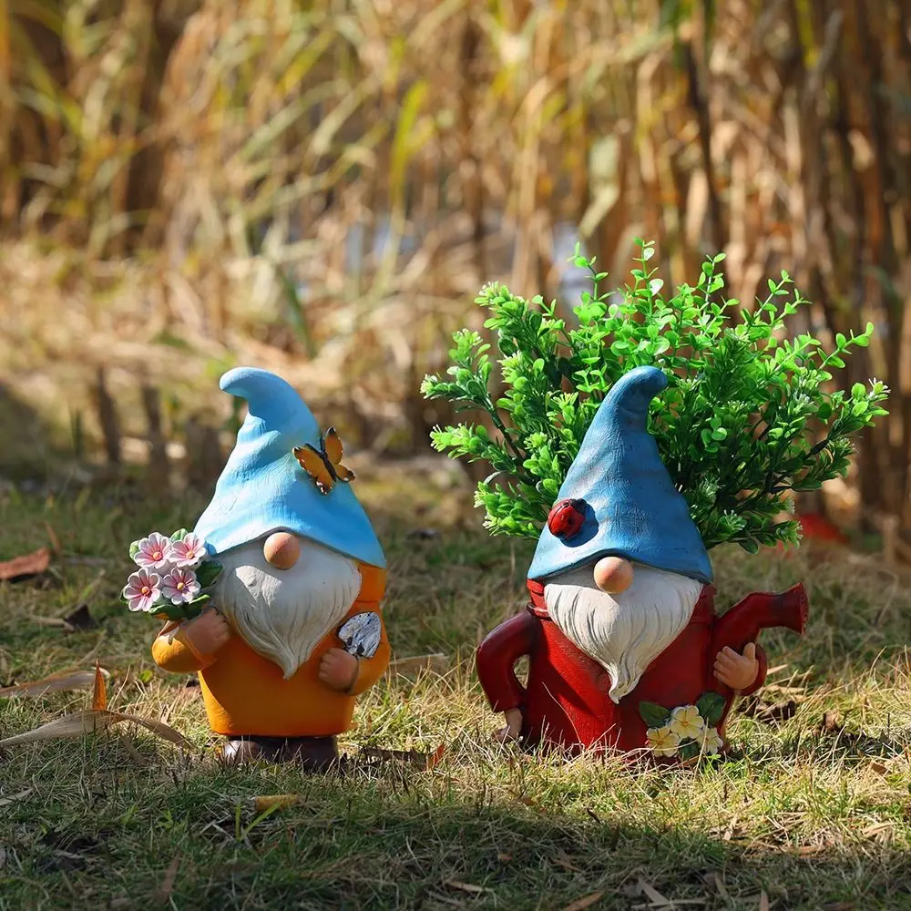

Desktop Ornament Resin Gnome Dwarf Flower Pot Cute Cartoon Dwarf Statue Vase Decorative Garden Elf Pot Figurine Bedroom
