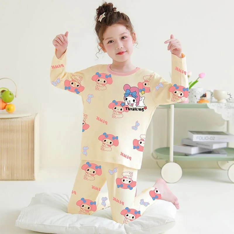 Autumn Winter Girls Pajamas Children\'s Home Clothes Girls Warm Constant Temperature Underwear Middle Large Children Clothing