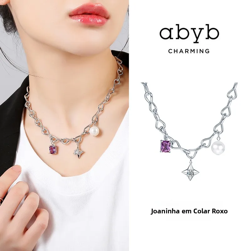 collar-de-bola-de-cristal-magica-encantadora-abyb-gargantilla-versatil-con-gema-purpura-y-perla-joyeria-de-diseno-original