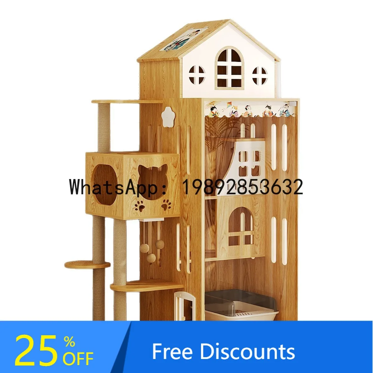 

YFY Castle Large Cage Villa Enlarged Large Wooden Household Cage Multi-layer Cat Cabinet