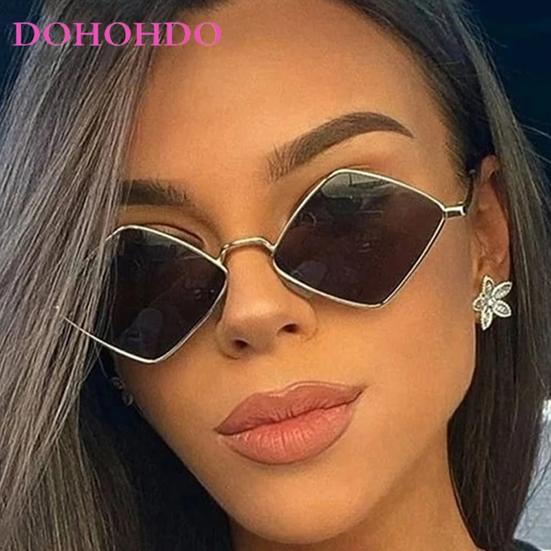 

Fashion Small Polygonal Sunglasses Women Luxury Brand Metal Frame Sun Glasses Ladies Hipster Sexy Rhombus Shades Vintage UV400