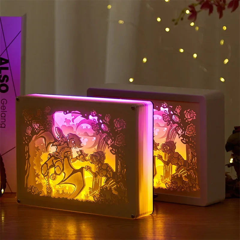 Light and Shadow Paper Carving Lamp Birthday Gift 3d Three-dimensional Paper-cut Lamp Bedside Eye Protection Night Light