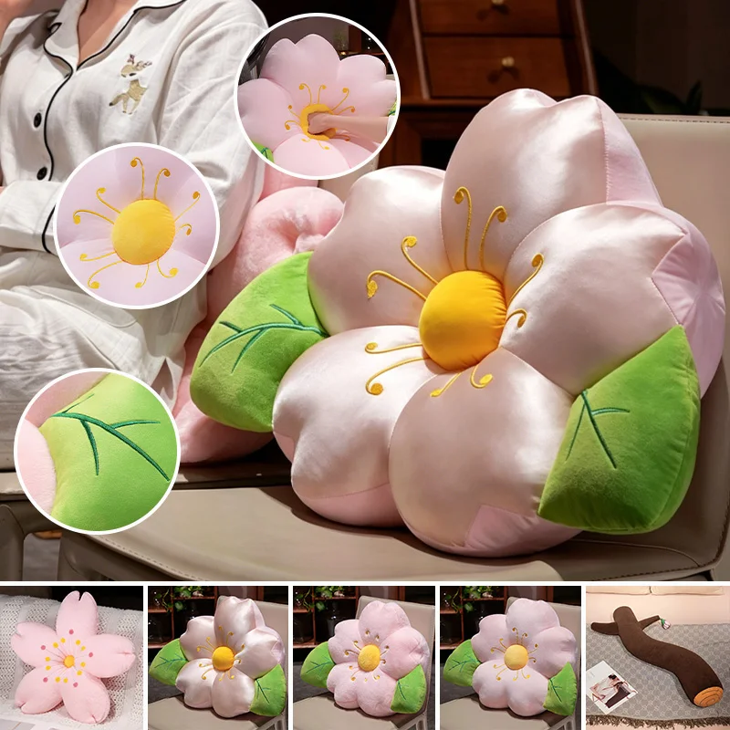 Cooling Thread Cherry Blossom Waist Support Cushion for A Cool Sitting Position Office Waist Support Cushion Made of Ice Silk
