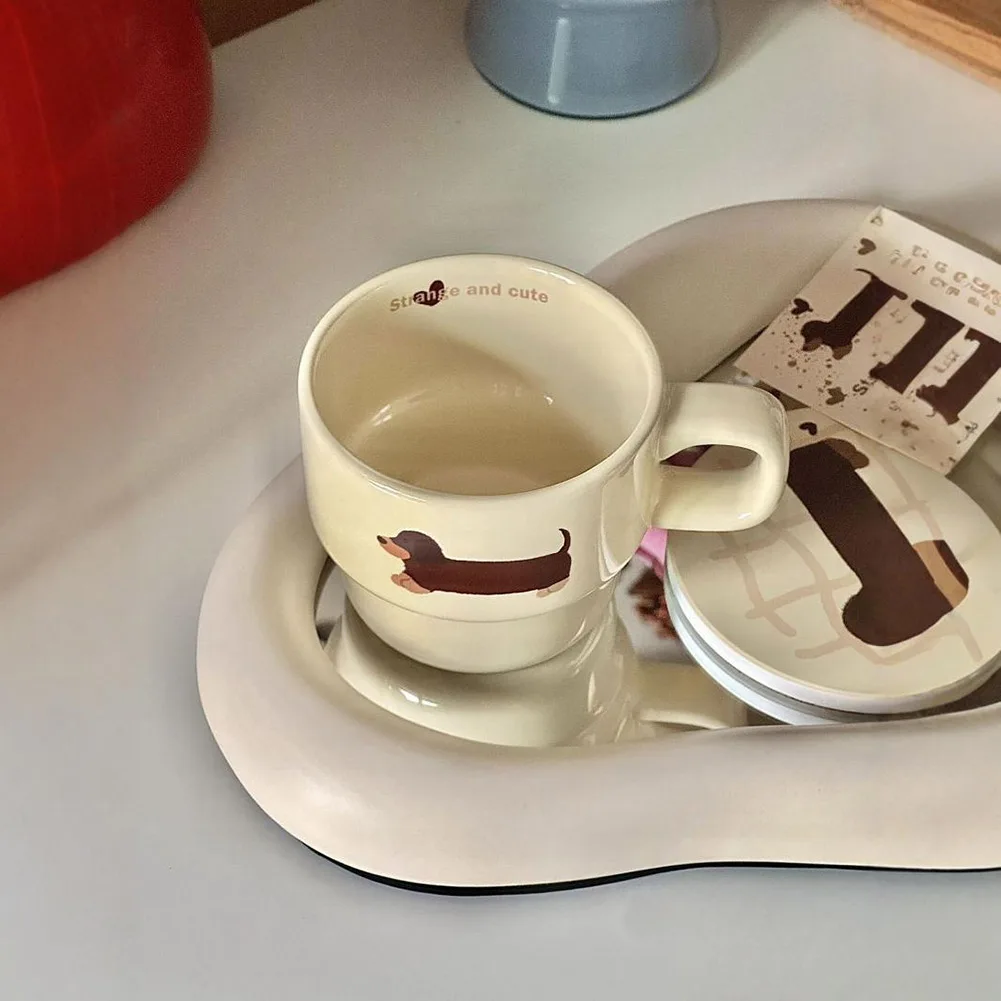 كوب سيراميك على شكل كلب داشوند، كوب قهوة حليب لطيف ومضحك مع مقبض، هدية للعشاق والأصدقاء، هدية عيد الميلاد