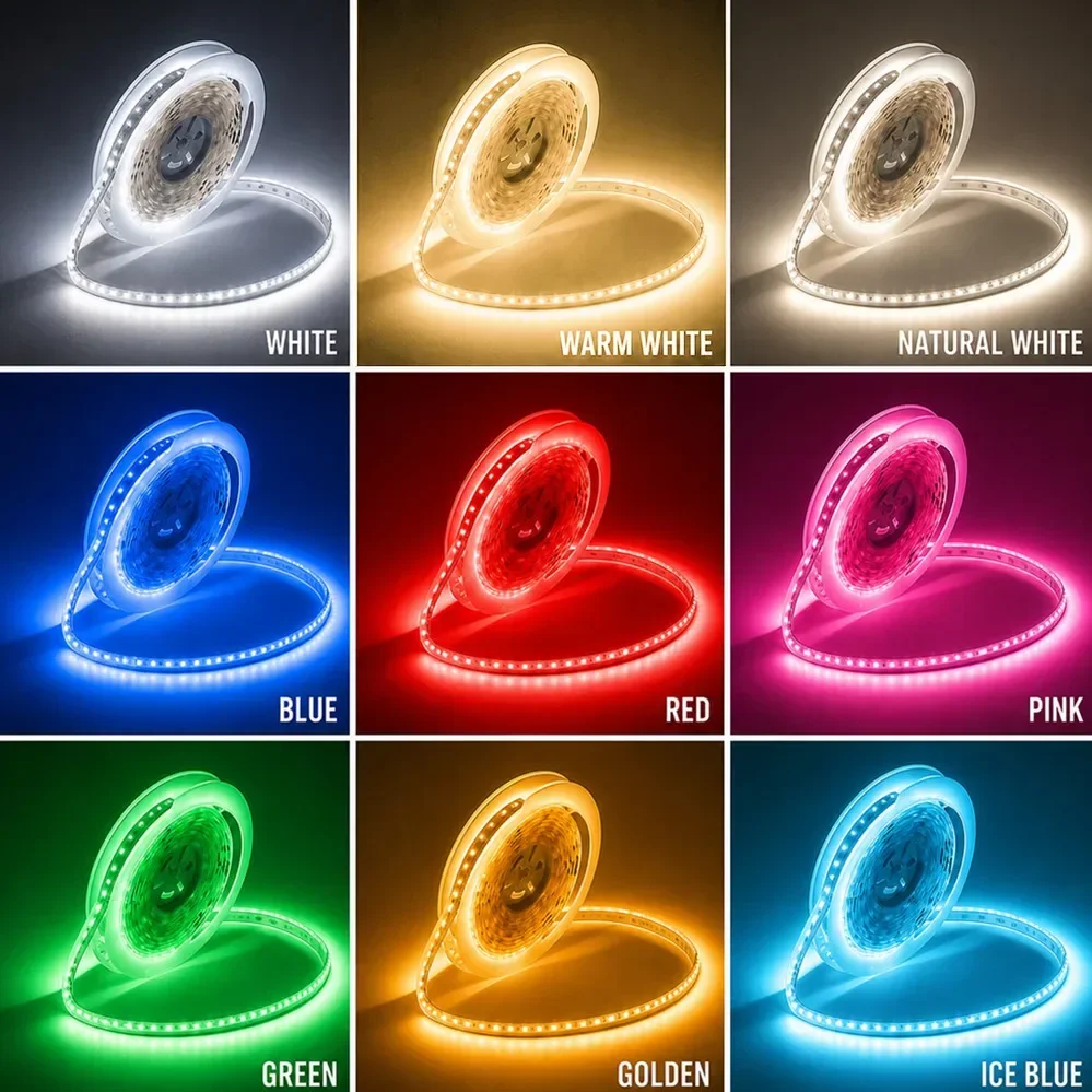 0.5-5m DC12/24V SMD LED Strip Light Flexible Tape Lamp Multiple Color Optional with White/Black DuPont Connector for Home Decor