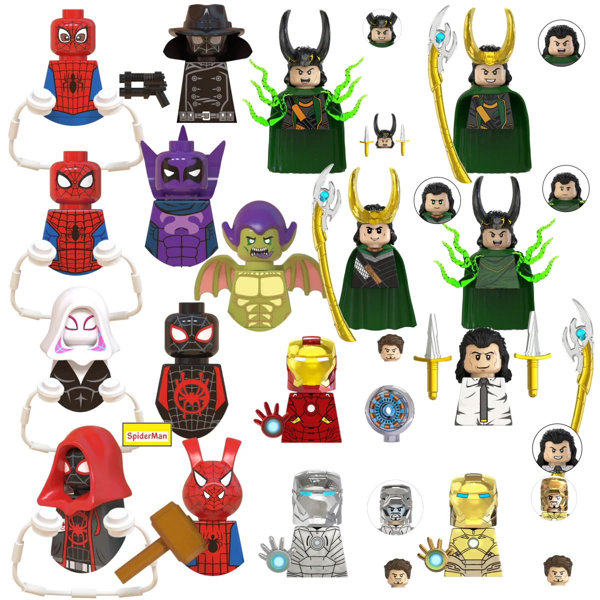 

TV6206 Marvel Building Blocks Mini Model Figures Big Goblin Spiderman Iron Man Venom Captain Hawk Deadpool Armor City Gifts Toys