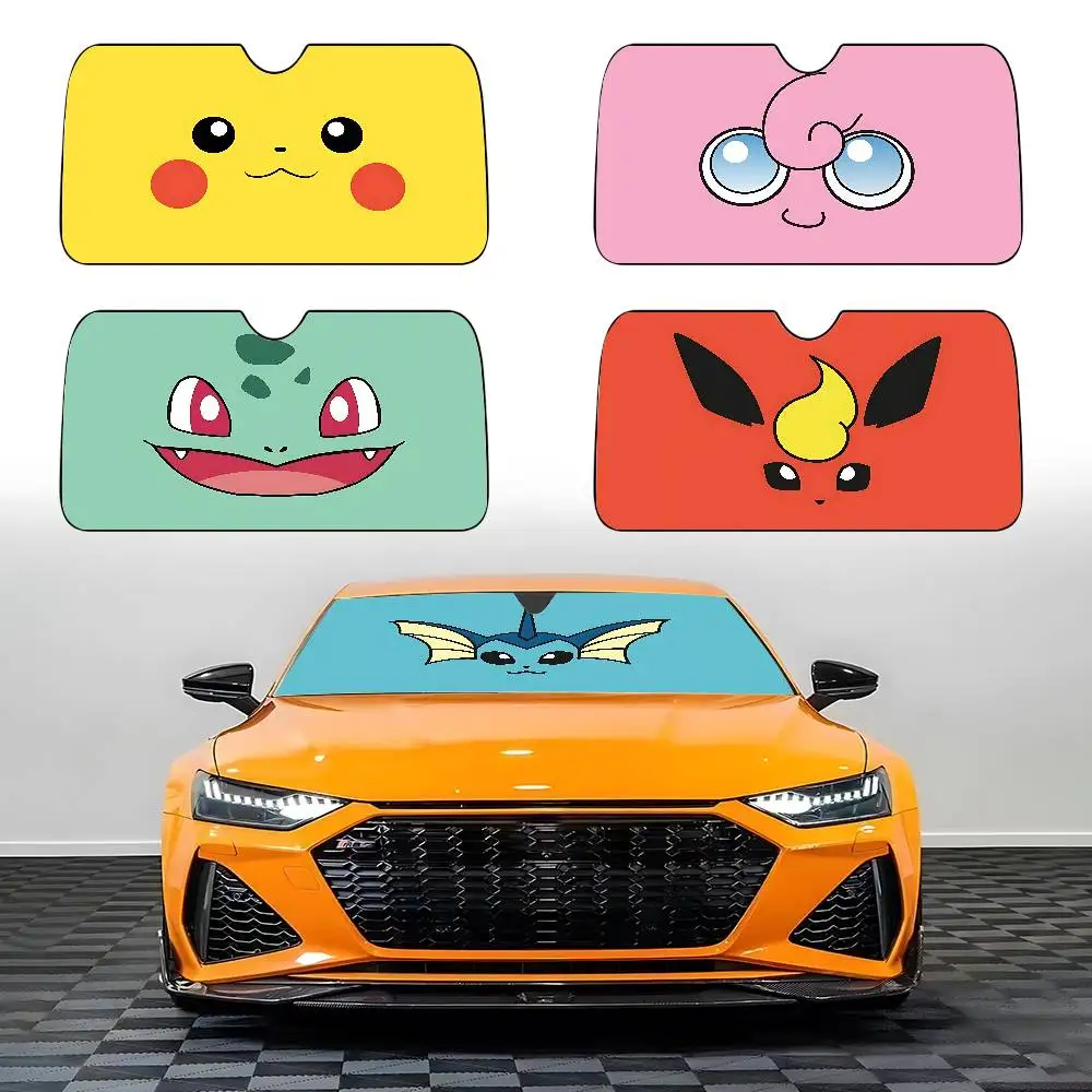 Cute P-Poke-mons Car SunShade Car Sunshade Covers Cover Universal Windscreen Folding Visor