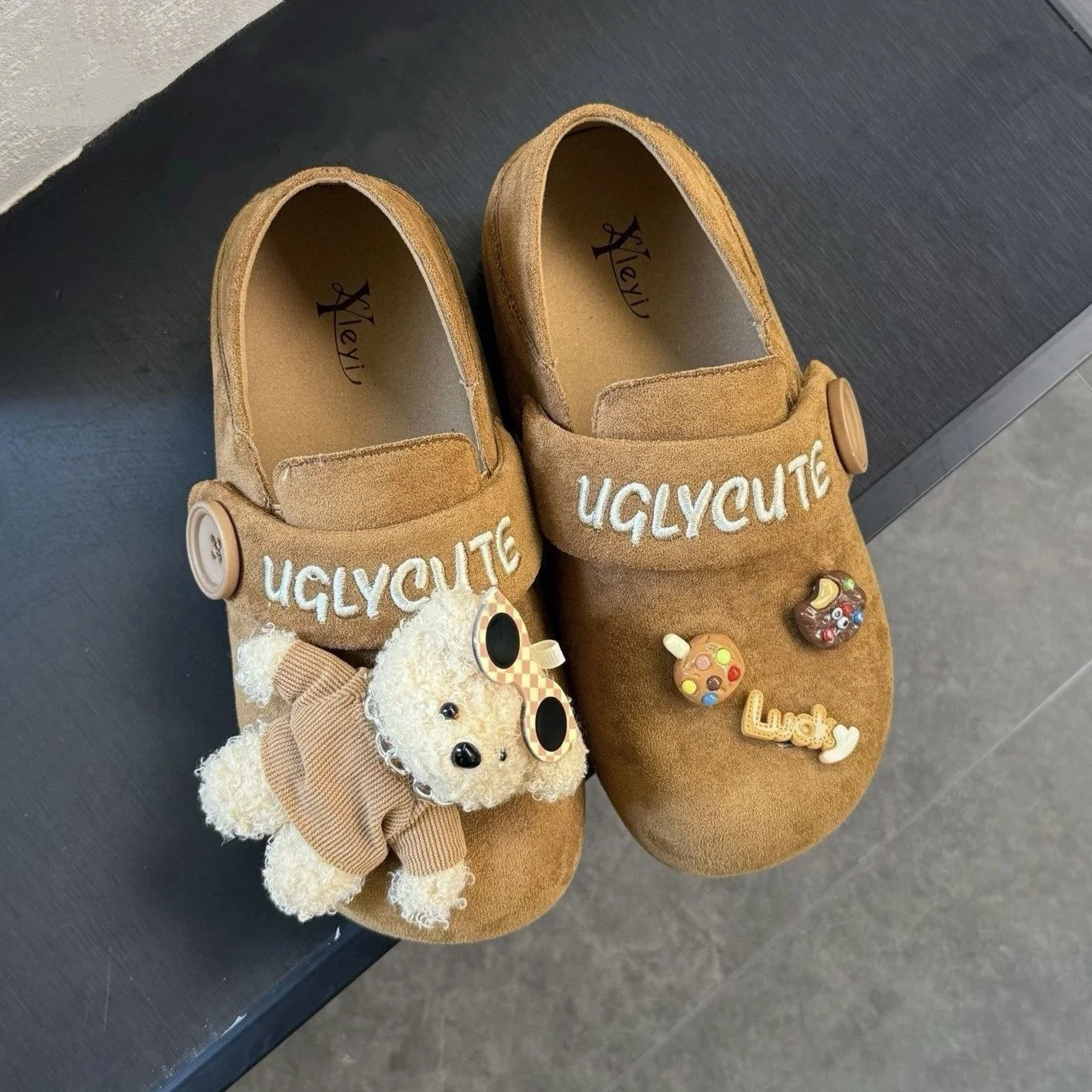 Boys Leather Shoes Bear Ornament Fashion Retro Kids School Causal Single Shoes Breathable Non-slip Children Slip-on Flat Loafers