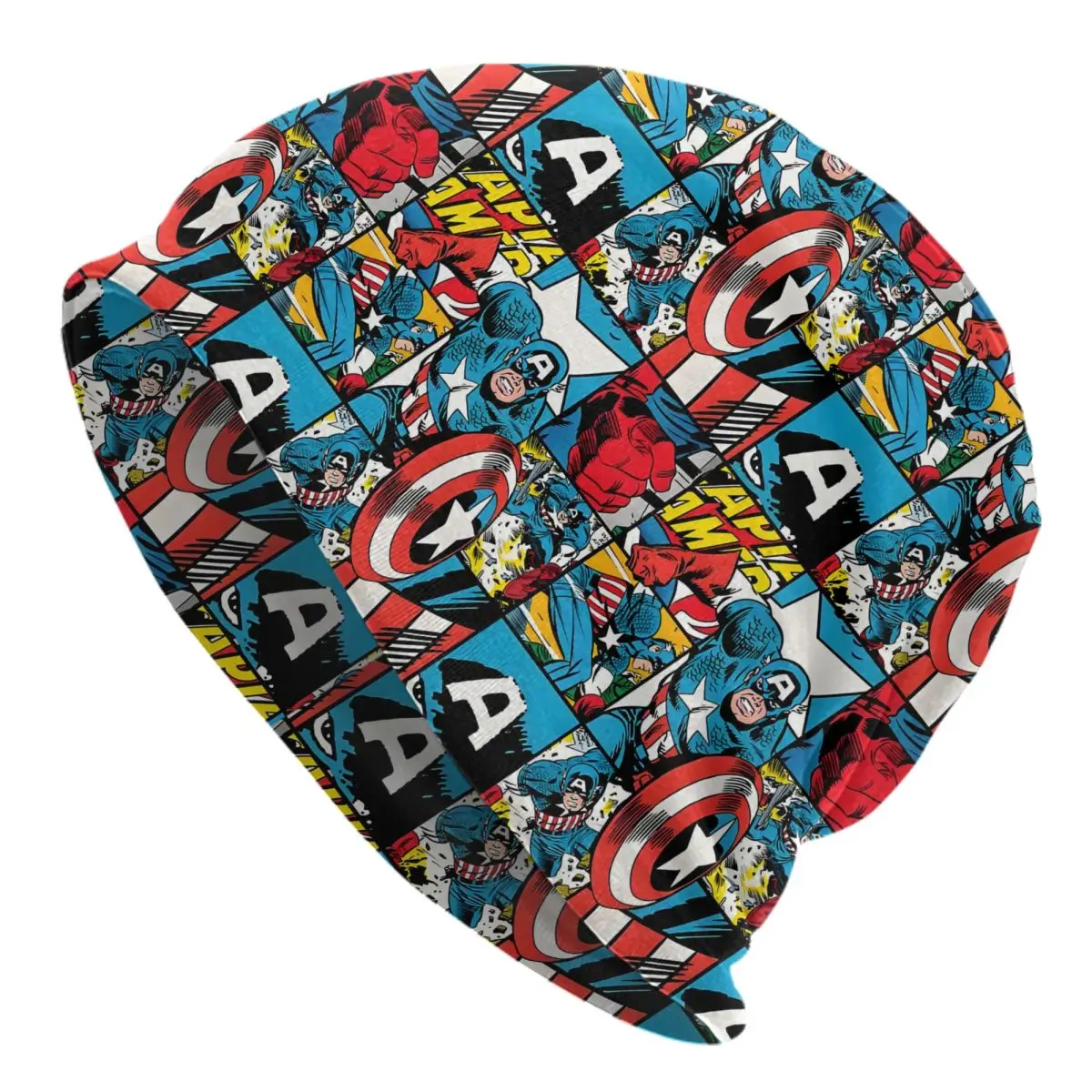 

Custom Captain America Skullies Beanies Caps Unisex Winter Warm Knit Hat Men Women Cool Adult Superhero Bonnet Hats Outdoor Cap