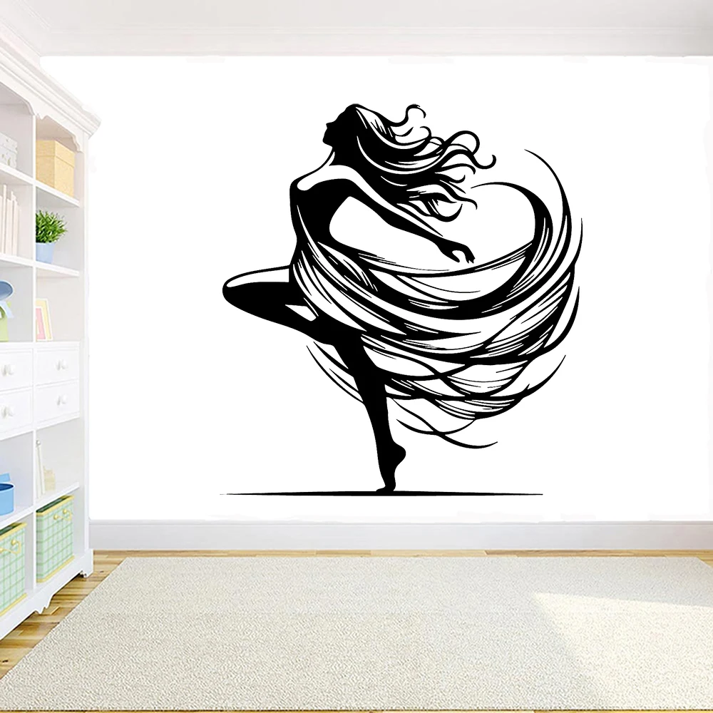Dancing Woman Wall Decal Dancer Wall Sticker for Home Bedroom Girls Room Decoration Poster Vinyl Remvoable Wallpaper S607
