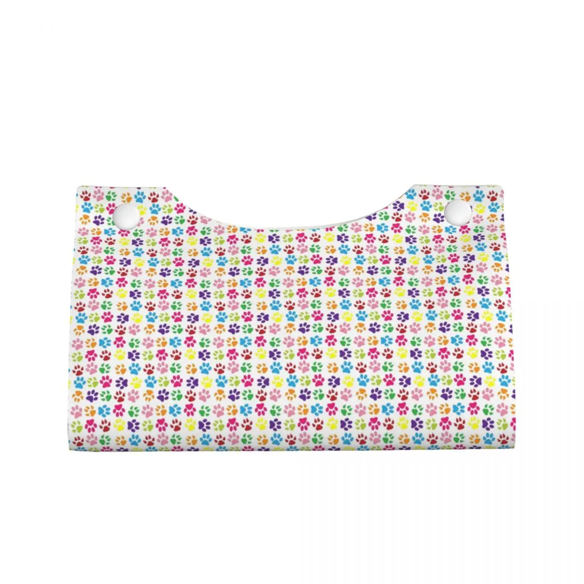 Custom Rainbow Paw Print Pattern Cute Tissue Box Cover for Toilet Pretty Pet Rectangular PU Leather Facial Tissue Box Holder