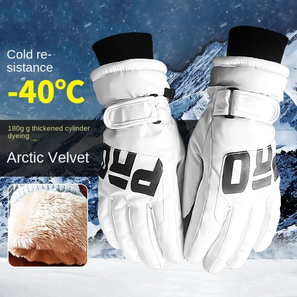 High Quality Touch Screen Ski Gloves Polyester Plush Waterproof Cycling Gloves Non-slip Winter Mittens Men And Women