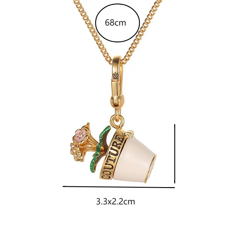 1Pc Exquisite Enamel Glaze Openable Flowerpot Pendant Sophisticated Pink Flower Bag Charm,Keychain,And Necklace,Christmas Gift