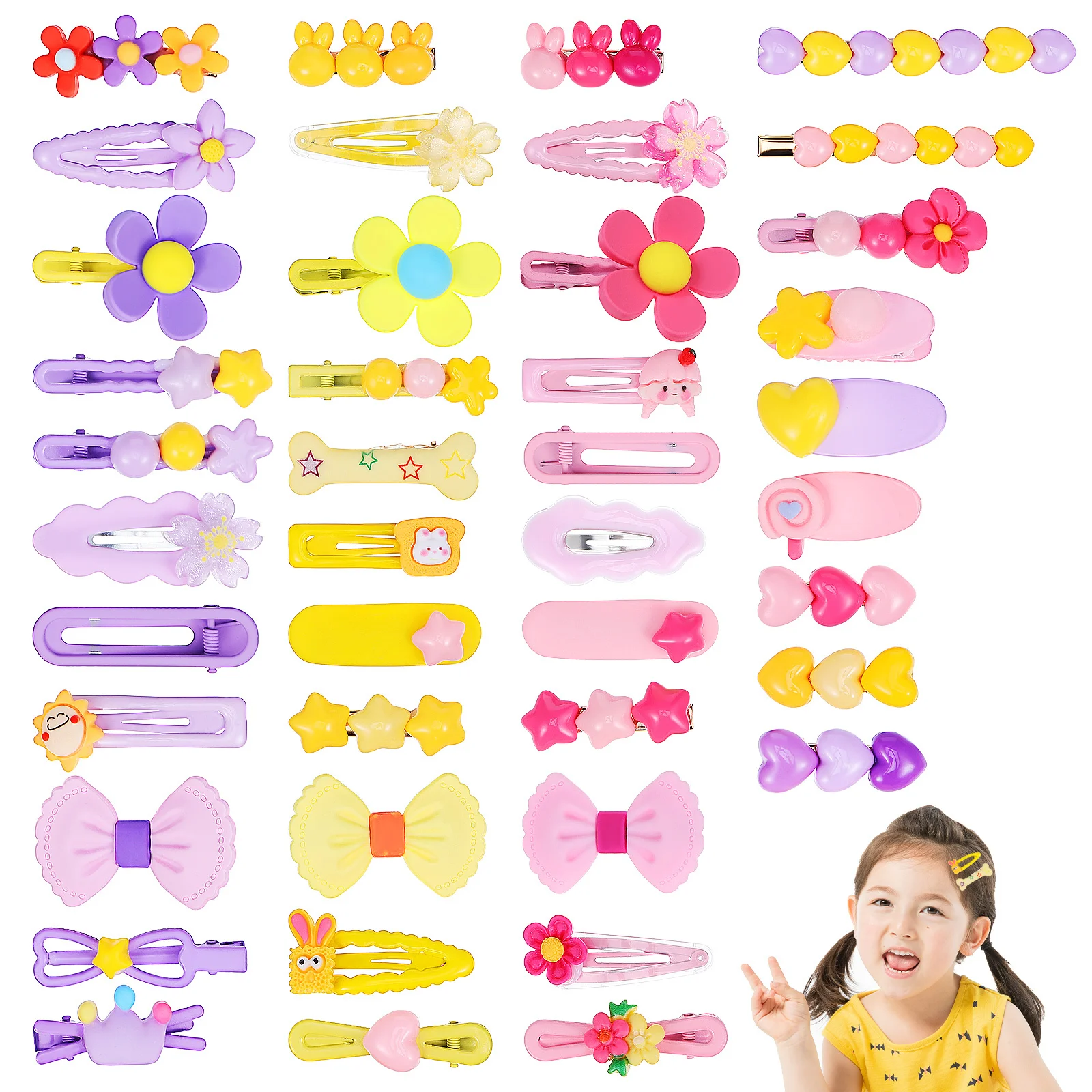 

42Pcs Hair Clips Cute Hair Accessories for Vibrant Kawaii Barrettes Stylish Versatile Lightweight Secure Hold