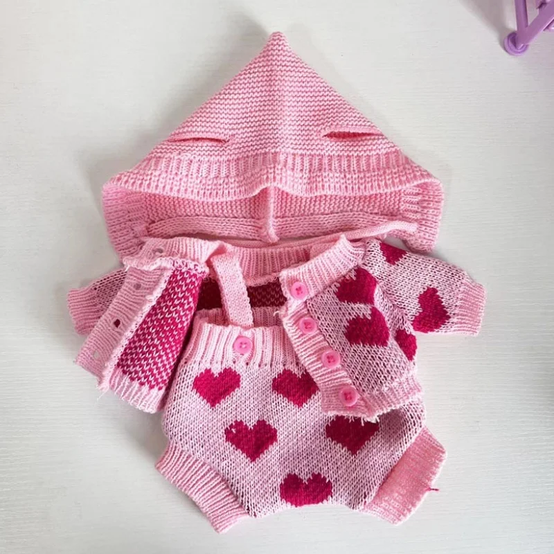 Conjunto de três peças de roupas cor de rosa, roupas de boneca urso, camisola do amor, decoração fofa, kawaii, apenas vendendo, venda quente, 30cm