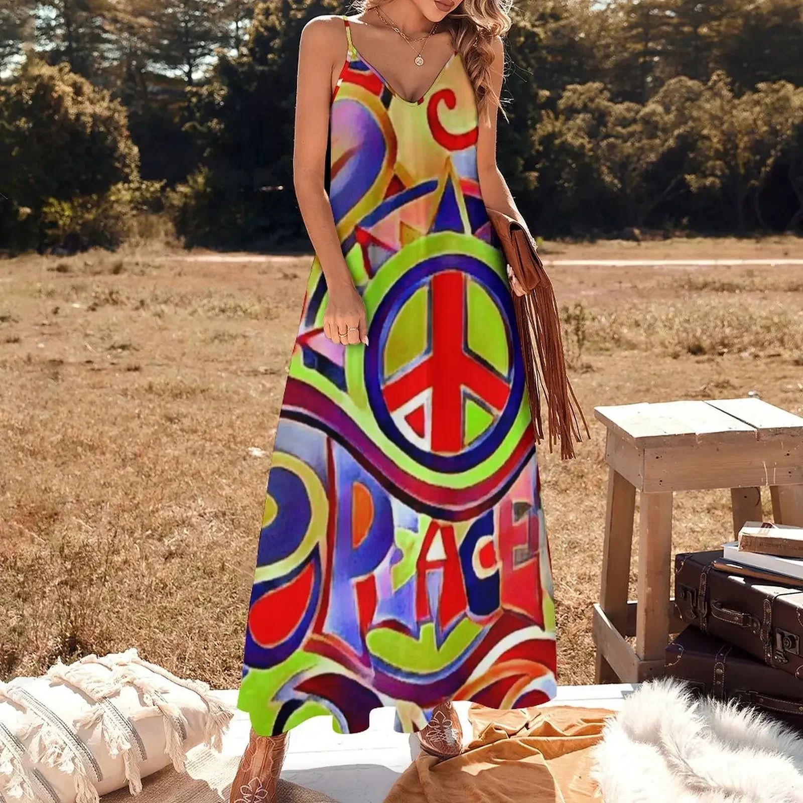 Hippy Retro Peace Art Sleeveless Dress dress party evening elegant luxury celebrity summer dresses for women 2025 Dress