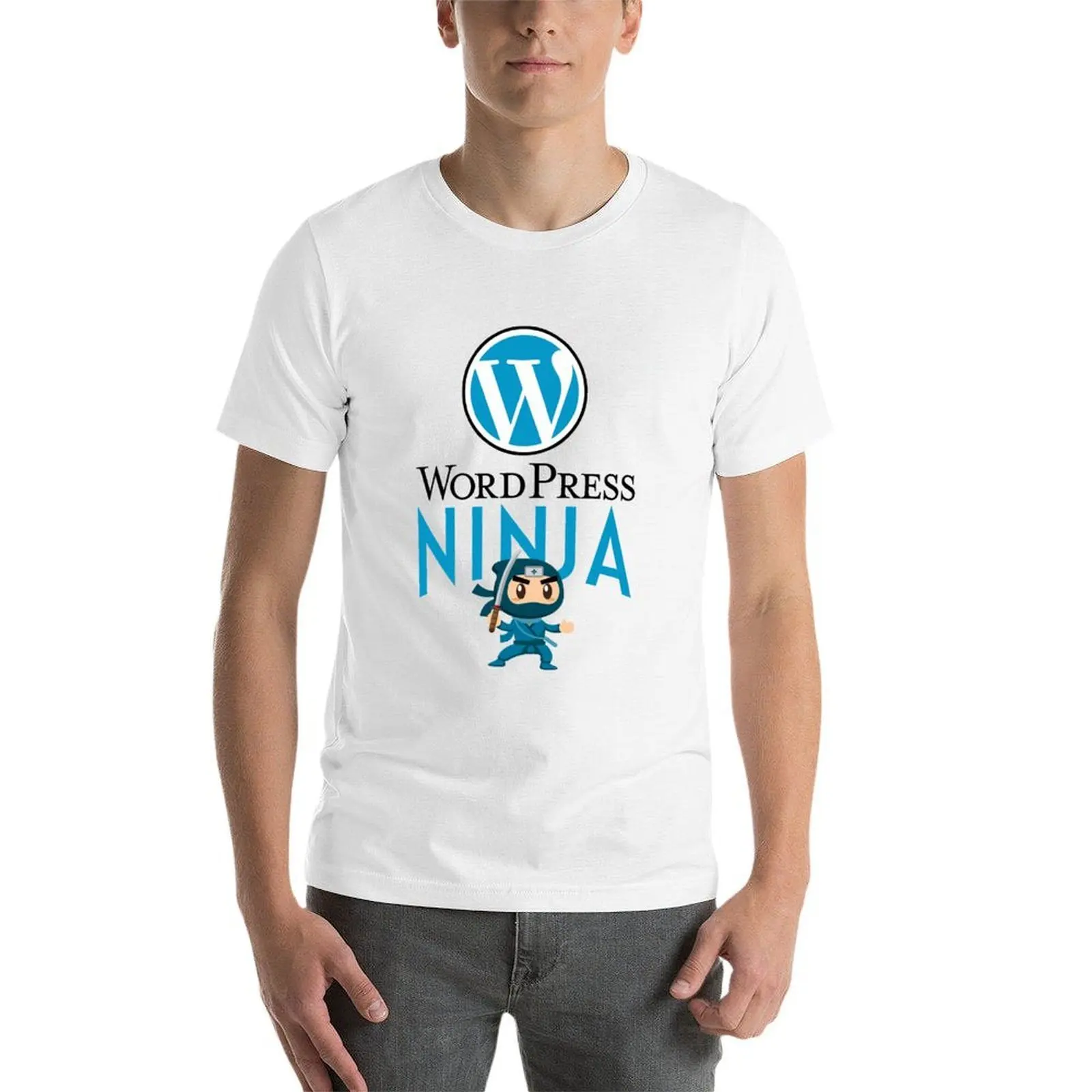 تي شيرت WordPress Ninja تي شيرت مع مطبوعات تي شيرت رجالي قطن أنيمي تي شيرت #3