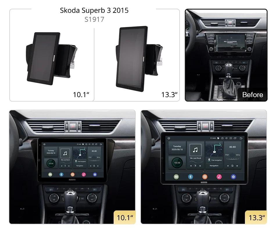 Tesla style 13.3inch PX6 Android 10.0 Car Radio Multimedia Video Player Auto Rotation GPS Navigation IPS For Skoda Superb 3 2015