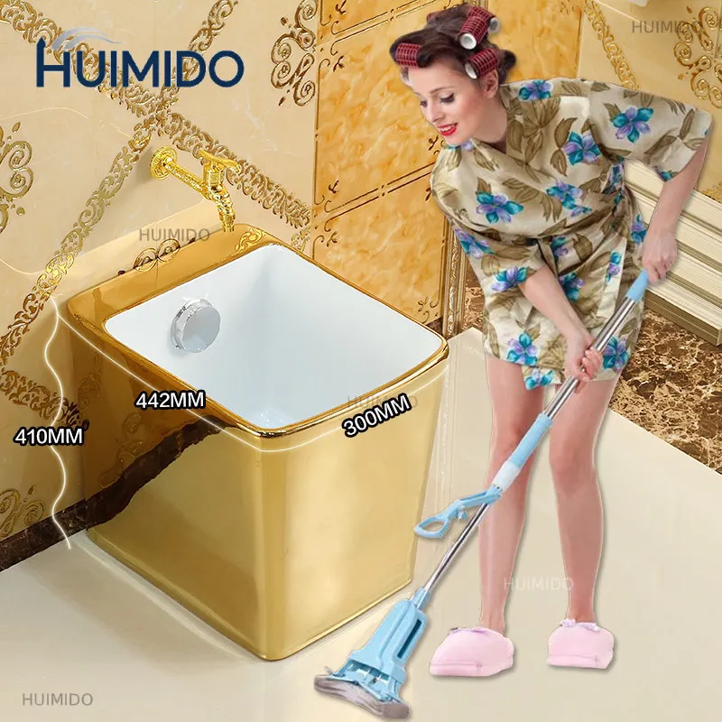 New product, golden mop pool, European ceramic mop pool, balcony, rectangular golden mop basin,