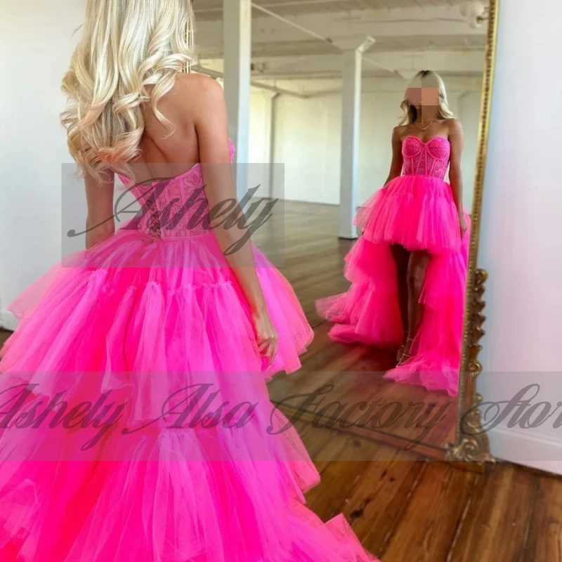 A2751 高品質フチサウエディングドレスレースチュールティアード女性ハイロー結婚式のゲストパーティードレス特別な日の摩耗カスタマイズ