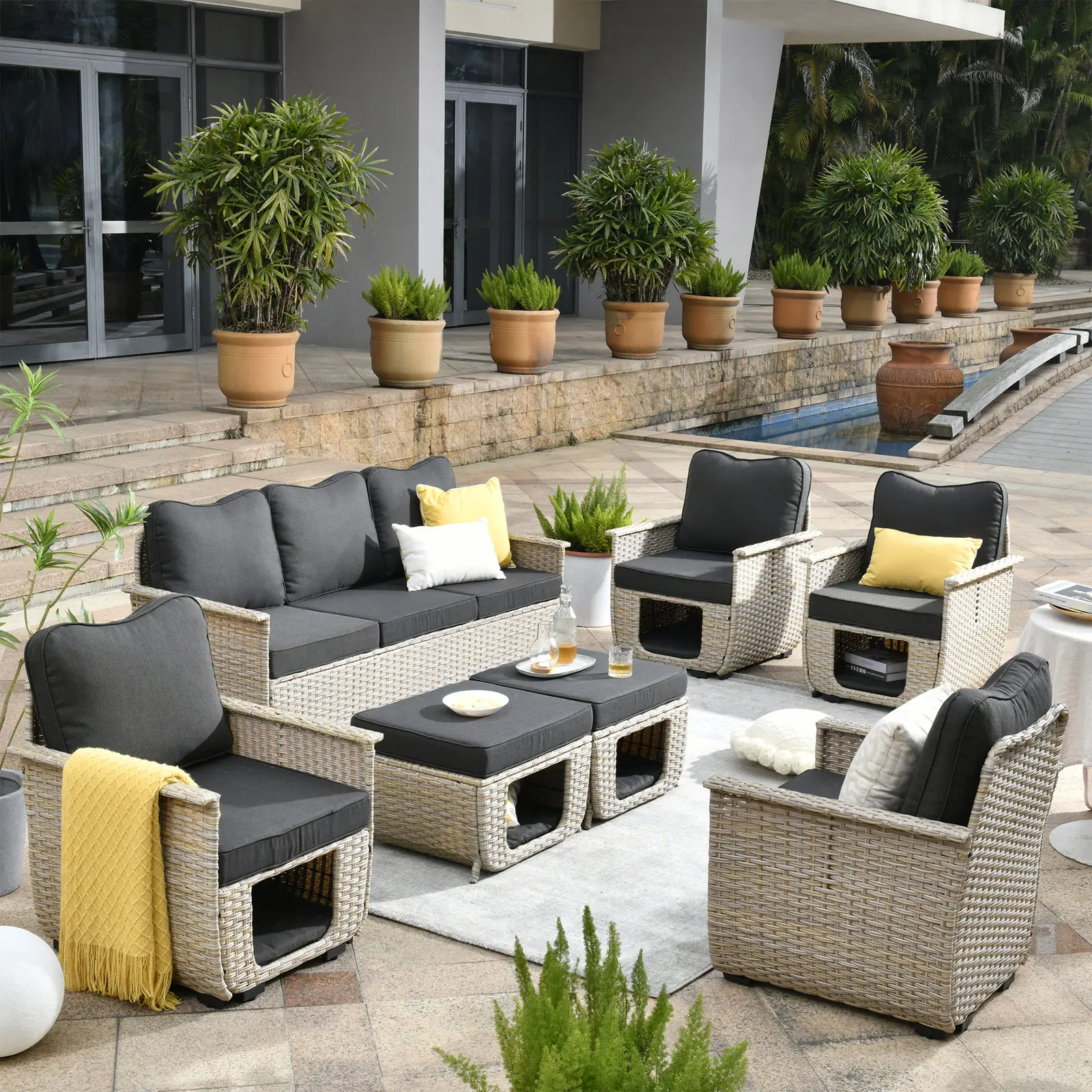 Modern Sofa Sets Couch Sofas Person Loveseat Lounge Set Garden Patio Furniture Outdoor Living Luxury Street 1-person Room Single