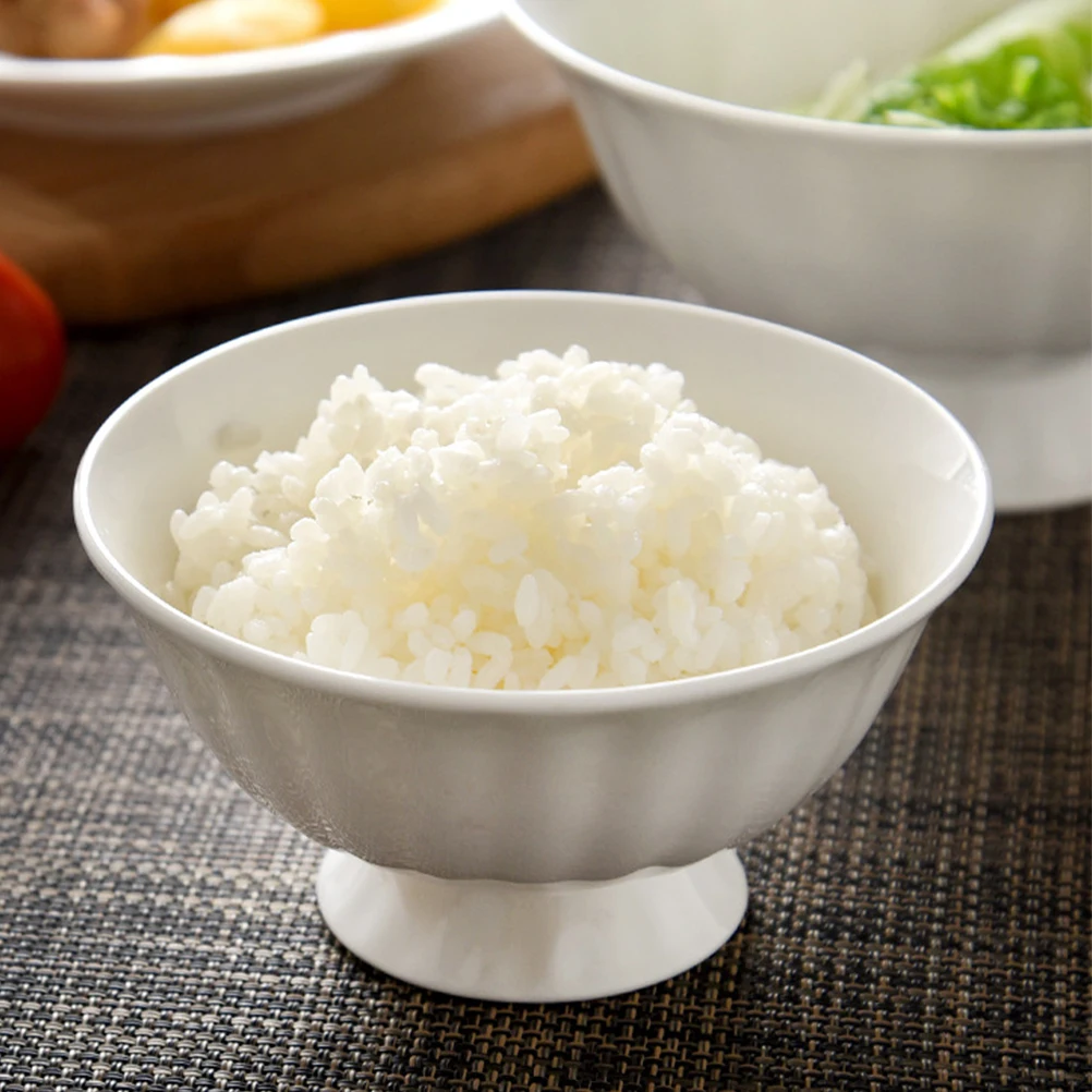 

Ceramic Rice Bowl High Footed Delicate Ceramic Food Storage Multi Function Soup Noodle Dessert Container Heat Resistant Kitchen
