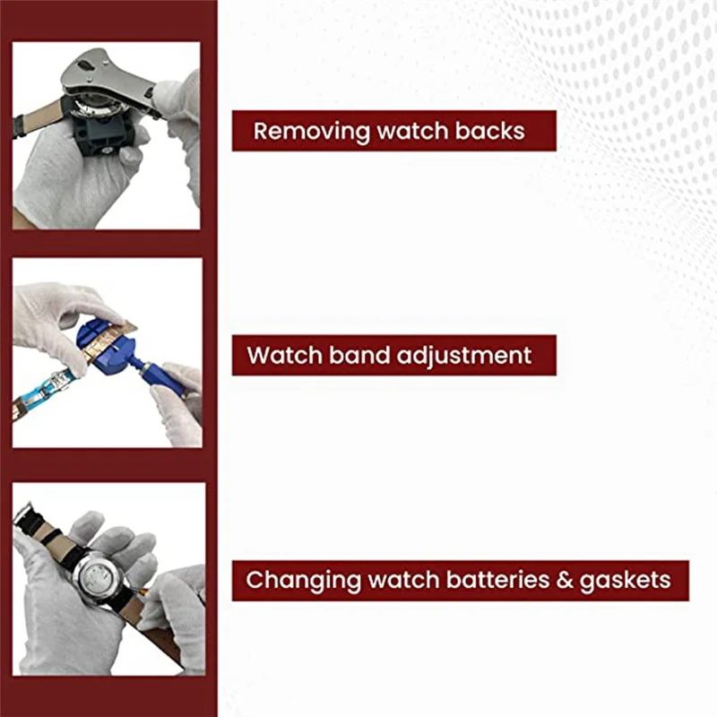 Kit de reparo de relógio A96I (147 peças) kit de reparo de relógio removedor de pulseira abridor inferior reparação ferramentas de fixação e ajuste de relógio