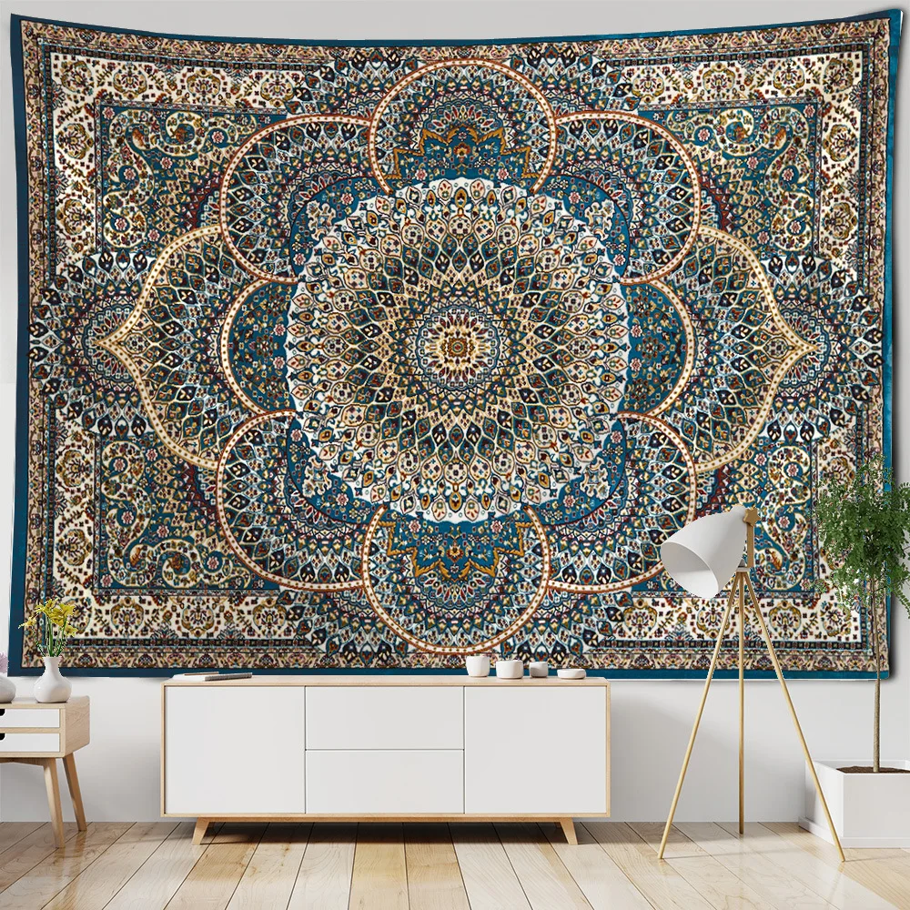 VIKAMA Europäischer Retro-Mandala-Wandteppich, Bohemian Paisley-Druck Wandbehang für Schlafzimmer, Wohnzimmer, Studentenwohnheim-Dekoration