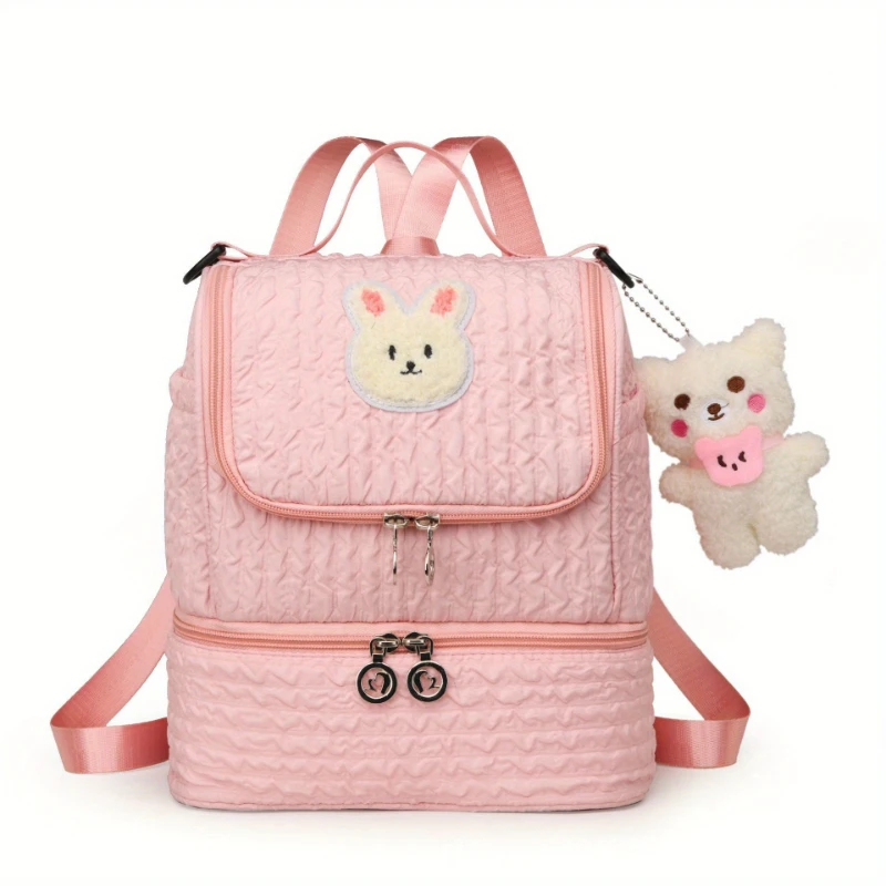 Double Shoulder Mommy Bag Fashionable Little Bear Mother and Baby Bag Large Capacity Carrying Milk Bag Diaper Bag Backpack