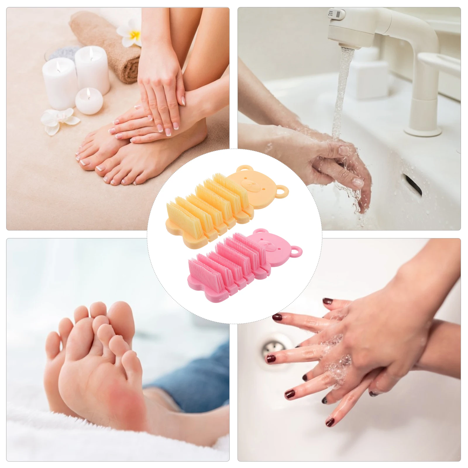 

2pcs Hand Massage Brush Nail Cleaning Scrub Durable Plastic Lightweight Portable Travel Camping Fingernail Foot Hand