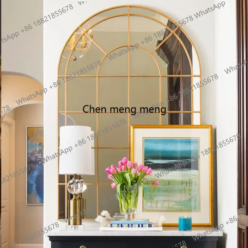 E182 French decorative mirror arched wrought iron porch wall-mounted fireplace premium dining side mirror