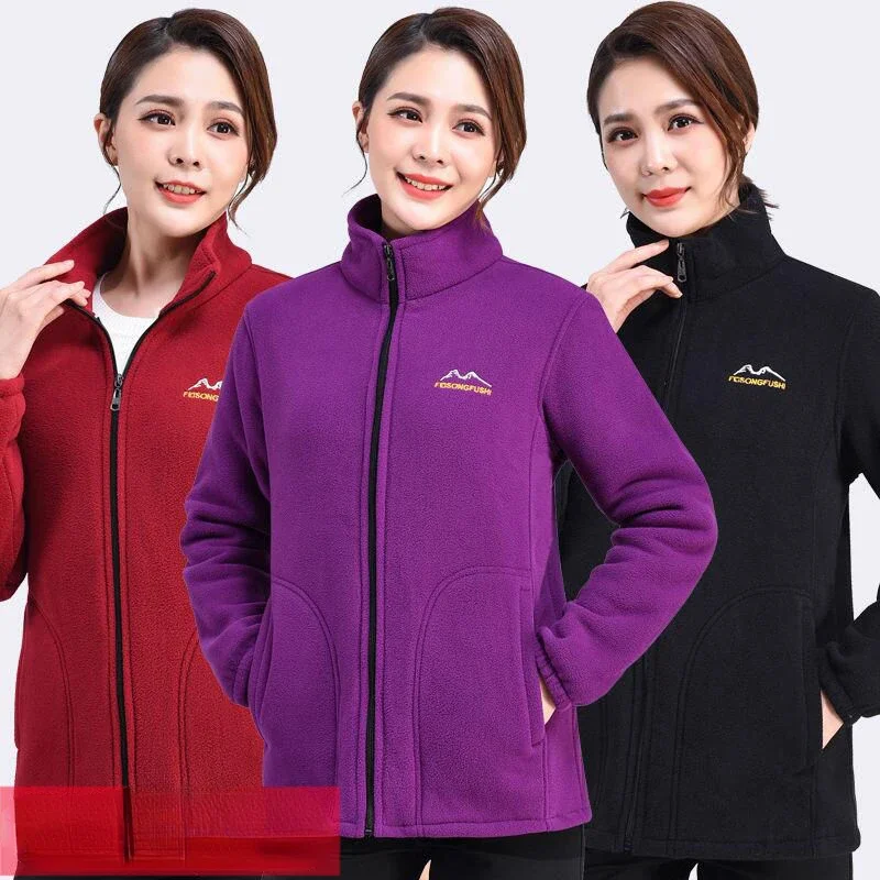 Autumn Winter Fleece Jacket Women Clothing Zipper Sweatshirt Warm Long Sleeve Thick Cardigan Sport Outdoor Warm Sweatshirt New