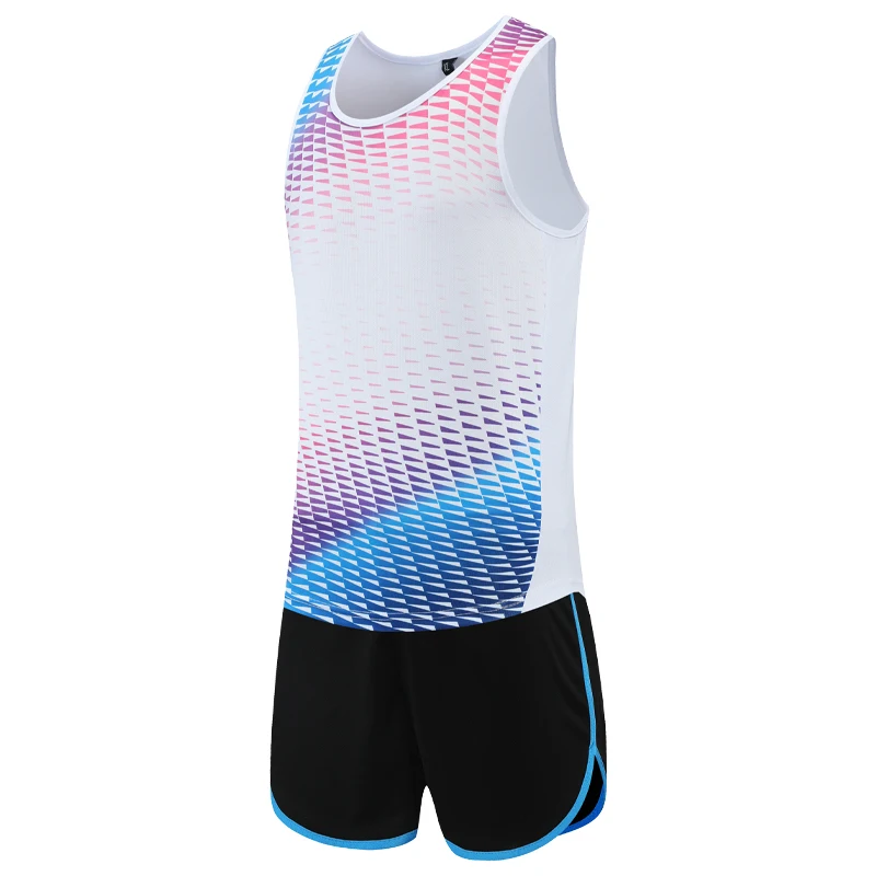 High Quality Spandex Men Running Vest+Shorts Gym Sleeveless Track And Field Shirt Marathon Outdoor Tracksuits Sport Top Training