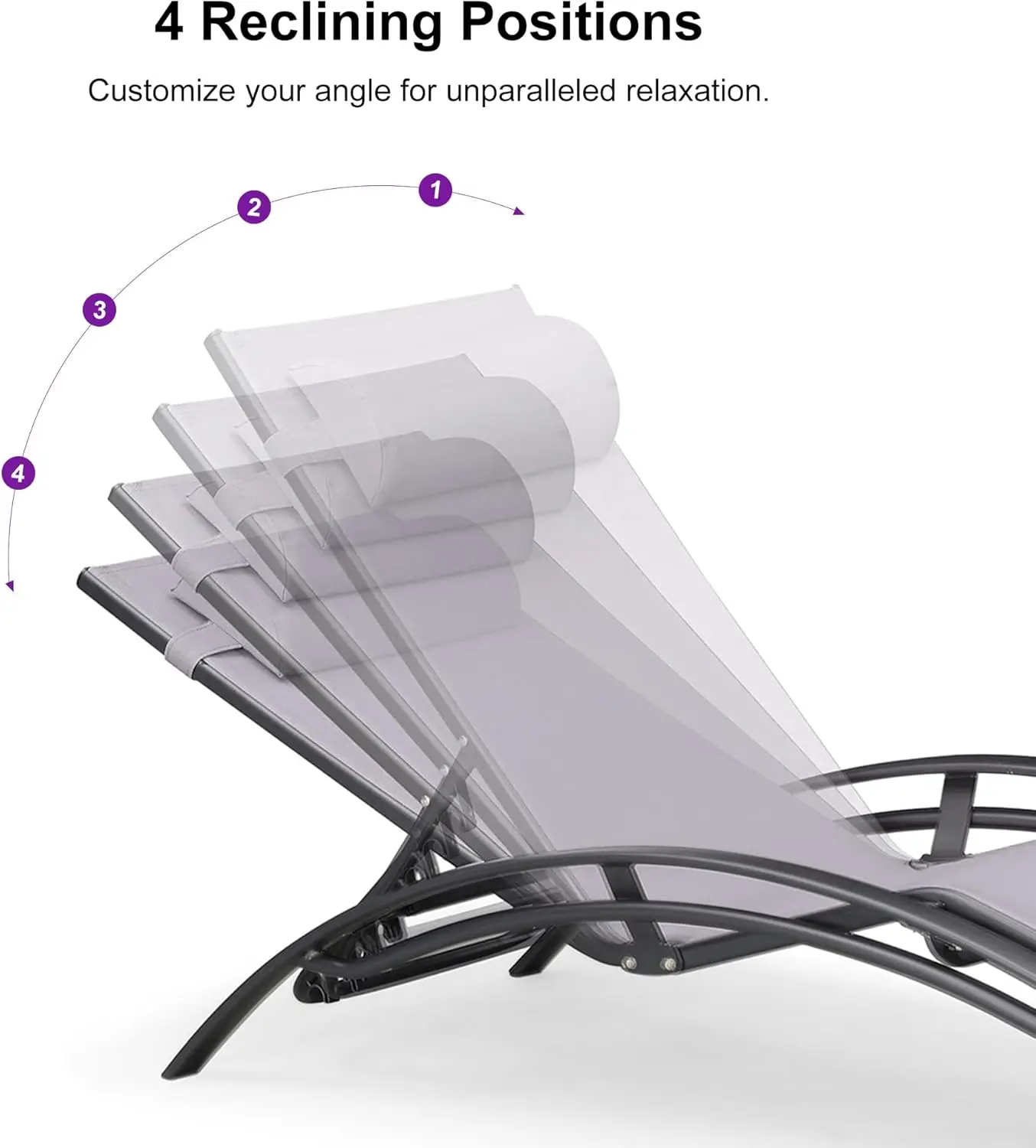 طقم صالة فناء مكون من 3 قطع كرسي خارجي على الشاطئ وحمام السباحة وحمامات الشمس في الحديقة مع ذراع لجميع الأحوال الجوية + طاولة جانبية رمادي فاتح