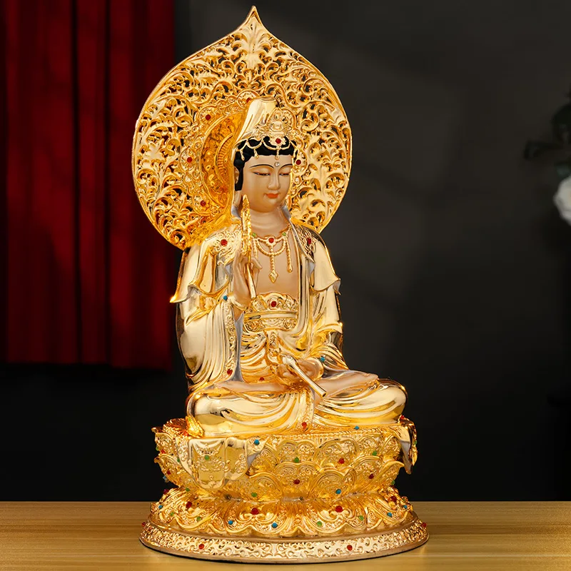 CZ pure copper gilt   Home Buddhist Hall is dedicated to the seated Buddha statue of Guanyin Bodhisattva in the South China Sea