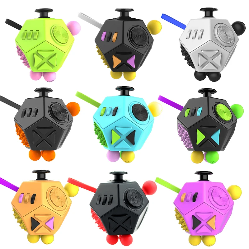 12-Side Fidget Toys Cube Stress Relief Anxiety Anti Decompression Cube for Children Adults with ADHD ADD OCD Autism Aнтистрес