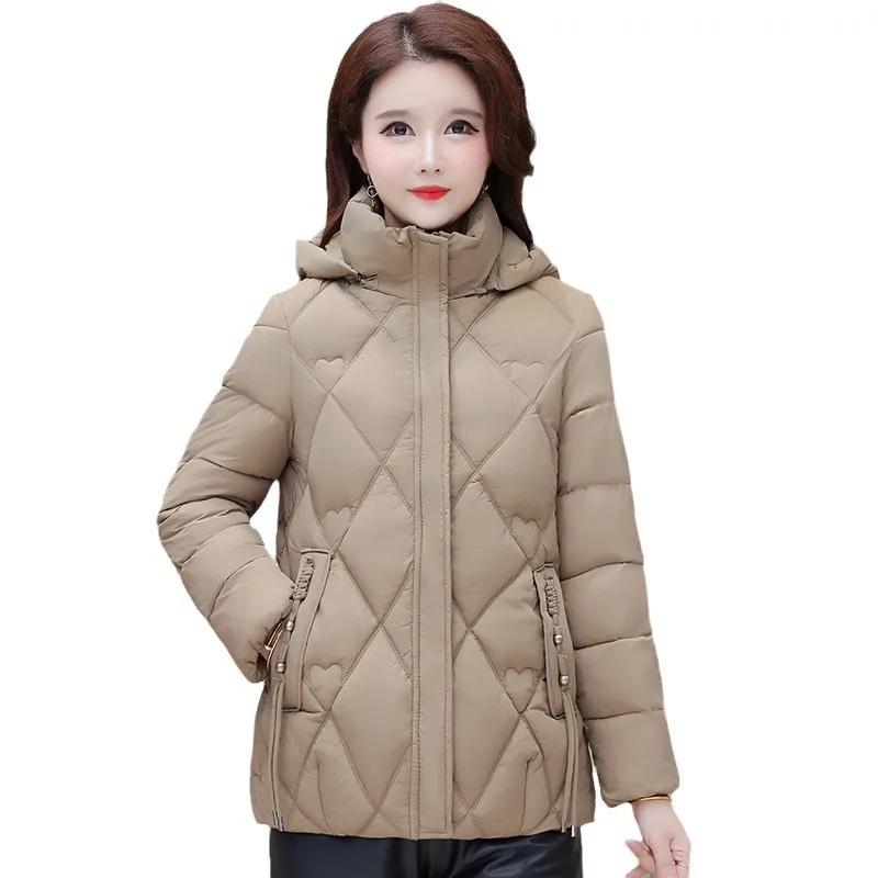 Mom\'s Big Size Clothing Down Cotton Jacket Temperament Short Loose Coat for Women Warm Outerwear Ladies Coats Female Parkas