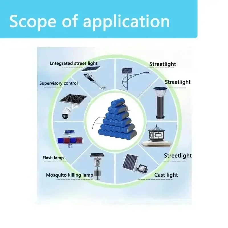 32650 3.2V Rechargeable Lithium Iron Phosphate Battery LiFePo4 Solar Street Light Monitoring Outdoor Floodlight Built-in BMS