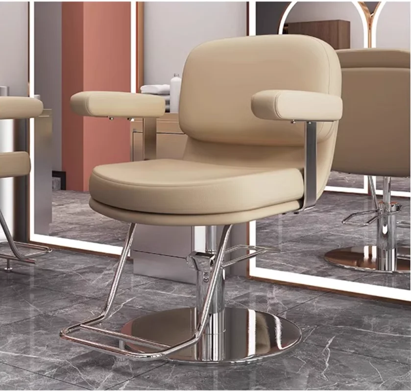 High-end barbershop chair hair salon special rotating lift hair cutting chair Light luxury hair salon ironing seat