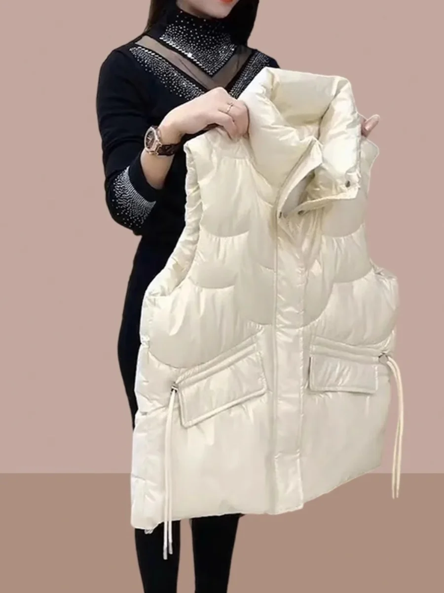 Dames dons katoenen vest bovenkleding Faionable herfst winter nieuwe Sle ritssluiting pure kleur woon-werkverkeer sle vest Jaet