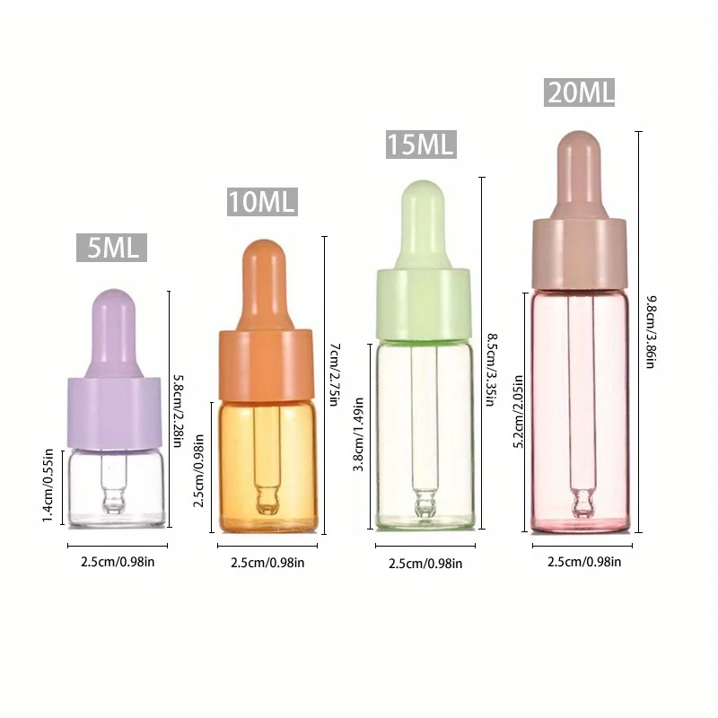 10szt/lot 5ml 10ml 15ml 20ml Szklana butelka z zakraplaczem Fiolka Pusta butelka olejku eterycznego wielokrotnego napełniania ze szklaną pipetą do