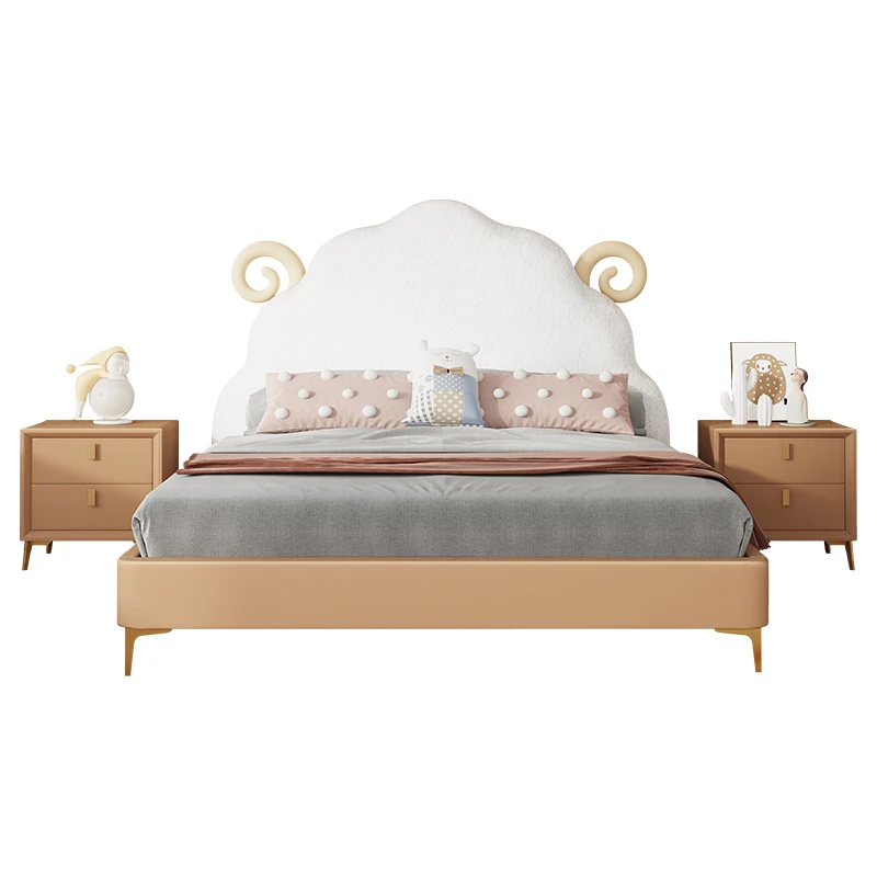 

Cartoon casual simple style bedroom soft solid wood boys and girls kid bed