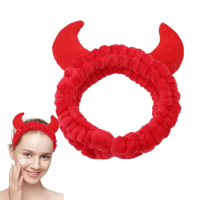 Cute Spa Headband Cute Horn Cosmetic Headband Soft Hair Band Wraps Skincare Towel Headbands Creative Hair Accessories For Women