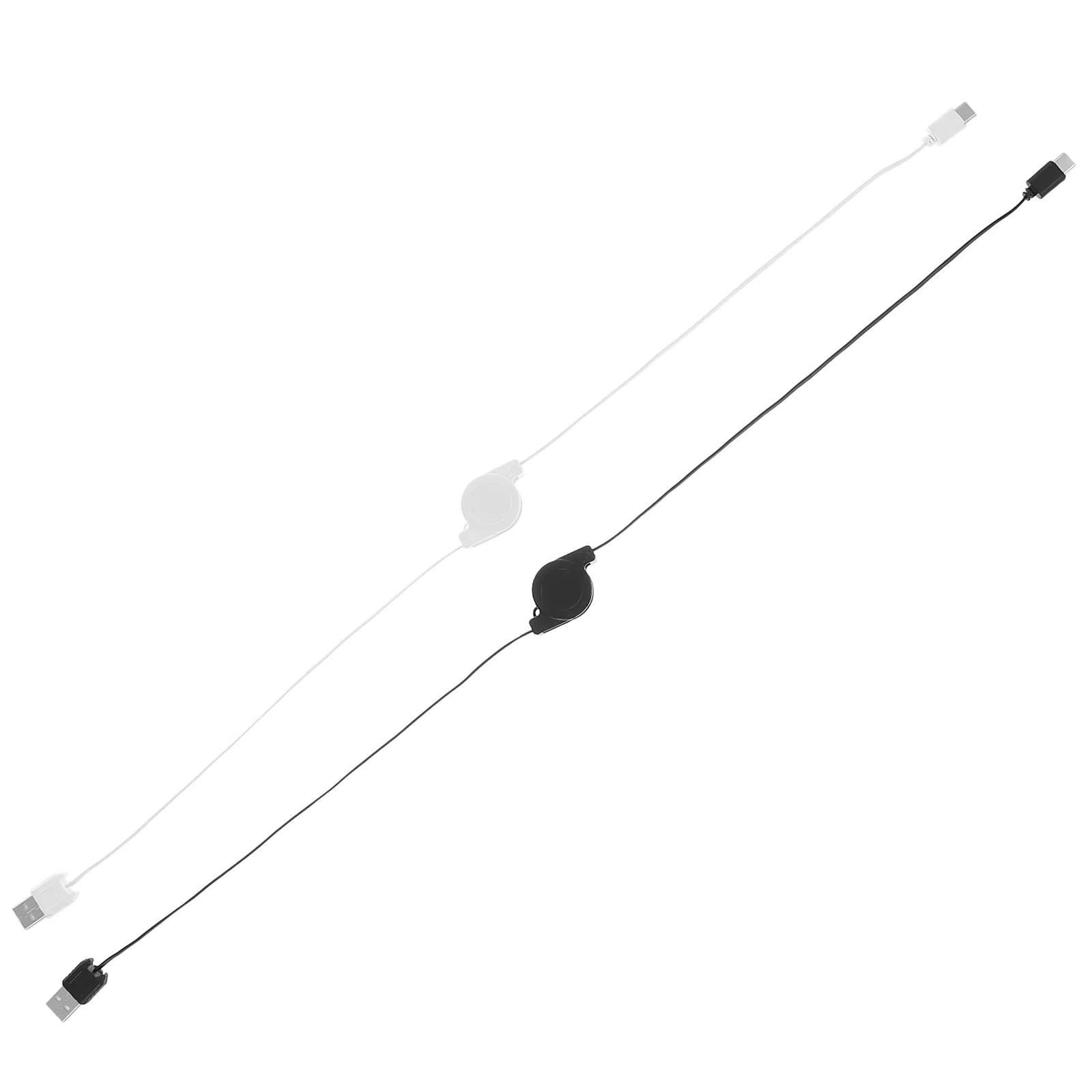

2pcs 80cm Telescopic Data Cable Durable Charging Line for Type- USB Coiled Plastic Portable Universal