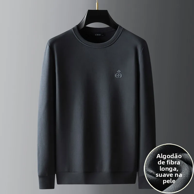Camiseta de Manga Longa de Alta Qualidade para Primavera e Outono, Gola Redonda, Tamanho Grande, Casual para Homens, Camiseta...