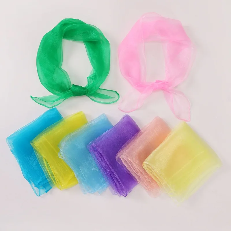 

Шифоновый квадратный шарф 60 см, детский танцевальный маленький шарф ярких цветов, подарочный шарф, танцевальная марля