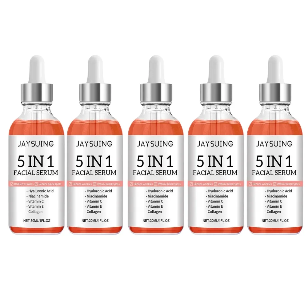 5-in-1-Gesichtsserum mit Hyaluronsäure, feuchtigkeitsspendend, Vitamin C, Kollagen, Blitz, Gesichtsserum, verkleinert die Poren, Hautpflege