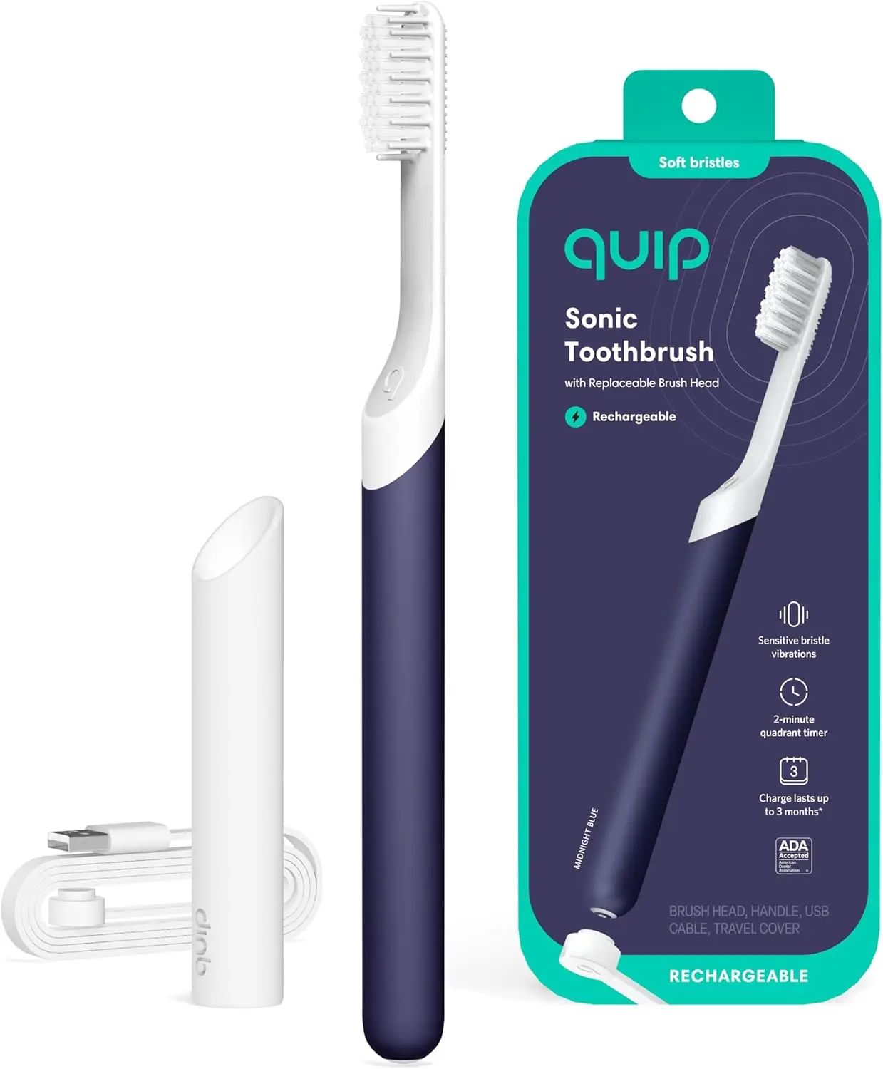 

Rechargeable Sonic Toothbrush for Adults - Timed Electric Toothbrush with Cover - Replaceable Brush Head, Soft Bristles, Pl