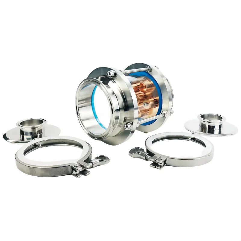 

4-дюймовая колонна для дистилляционной линзы FlangeOD119 мм с одним набором медной или пузырьковой пластины SS304, прицельное стекло с тремя зажимами