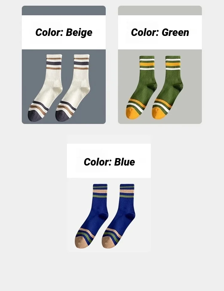 5 Paar bunt gestreifte Freizeitsocken für Herren, modische, schweißabsorbierende und atmungsaktive Sportsocken, geeignet für alle Jahreszeiten, weich – Detail 13
